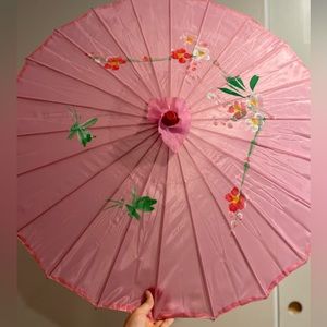 Pink Hand Panted Japanese Umbrella